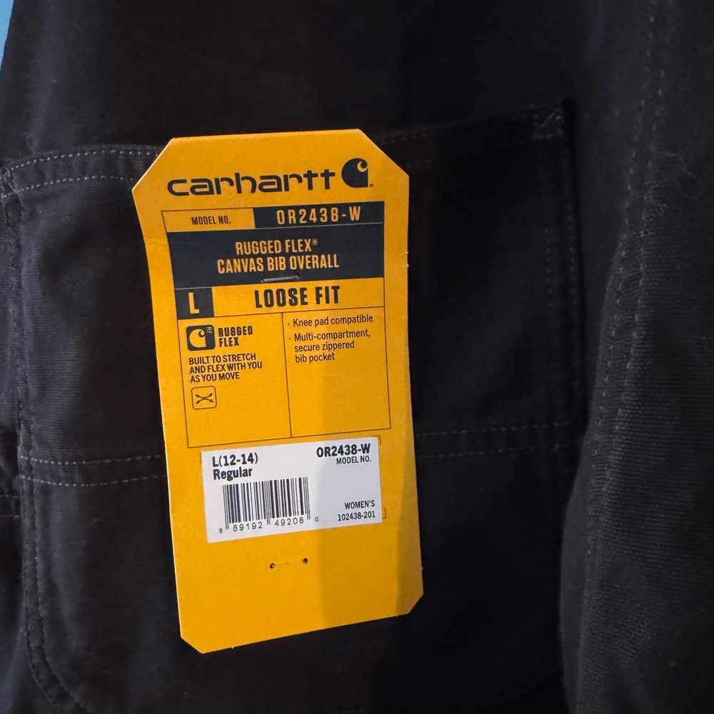 Carhartt Rugged Flex Black Canvas Bib Overall - Picture 3 of 7